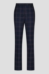 Blauwe geklede broek met fijn geruit patroon van Claude Arielle voor Dames
