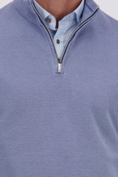 Detail van Blauwe gemêleerde trui met korte rits door Dansaert Blue voor Heren