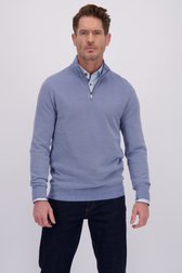 Voorkant van Blauwe gemêleerde trui met korte rits door Dansaert Blue voor Heren