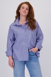 Voorkant van Blauwe gestreepte blouse met strass steentjes door ONLY Carmakoma voor Dames