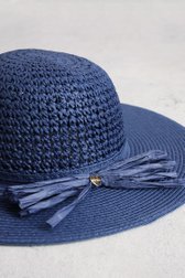 Blauwe gevlochten hoed met strikdetail van Modeno voor Dames