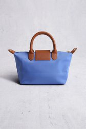 Achterkant van Blauwe handtas met bruine leather look afwerking door Liberty Island voor Dames