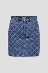 Productfoto 1 van Blauwe jeansrok met gerafeld ruitmotief  door JDY voor Dames