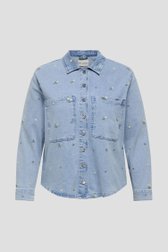 Blauwe jeansvest met geborduurde bloemen van Only Carmakoma voor Dames