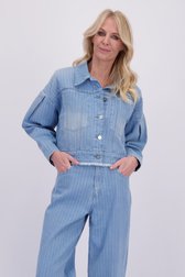 Voorkant van Blauwe jeansvest met strepen door AC by Annelien Coorevits voor Dames