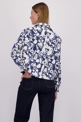 Achterkant van Blauwe katoenen blouse met bloemenprint door More & More voor Dames