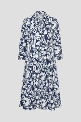 Productfoto 1 van Blauwe katoenen midi-jurk met bloemenprint door More & More voor Dames