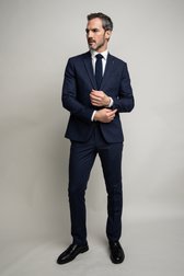 Extra foto 5 van Blauwe kostuumbroek - Slim fit - Starmer door Dansaert Black voor Heren