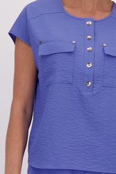 Detail van Blauwe mouwloze blouse door Claude Arielle voor Dames