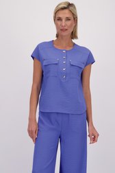 Voorkant van Blauwe mouwloze blouse door Claude Arielle voor Dames