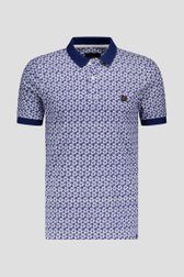 Blauwe polo met fijne bladerprint  van Ravøtt voor Heren
