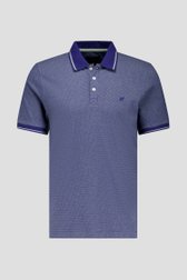 Blauwe polo met fijne groene print van Ravøtt voor Heren