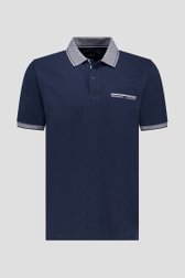 Blauwe polo met gestreepte kraag van Dansaert Blue voor Heren