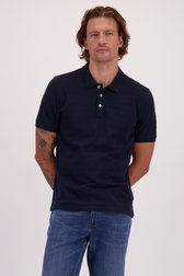 Voorkant van Blauwe polo met jacquard strepen door Ravøtt voor Heren