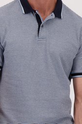 Detail van Blauwe polo met navy-wit motief door Dansaert Blue voor Heren