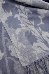 Blauwe sjaal met lichtgrijze bloemenprint van Modeno voor Dames