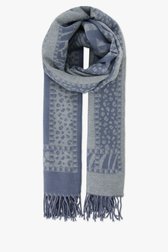 Blauwe sjaal met lichtgrijze print van Modeno voor Dames