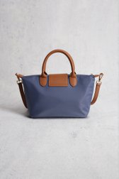 Achterkant van Blauwe tas met bruine leather afwerking door Liberty Island voor Dames