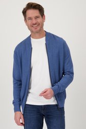 Blauwe tricot cardigan met rits van Dansaert Blue voor Heren