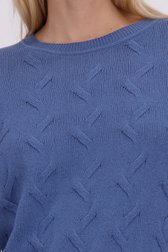 Detail van Blauwe trui met 3/4 mouwen door Liberty Island voor Dames