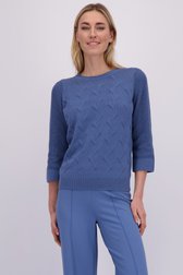 Voorkant van Blauwe trui met 3/4 mouwen door Liberty Island voor Dames