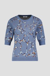 Productfoto 1 van Blauwe trui met korte mouwen en print door Libelle voor Dames