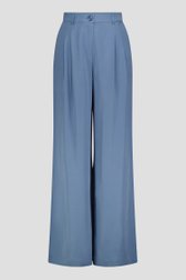 Productfoto 1 van Blauwe wijde broek met bandplooien door Libelle voor Dames