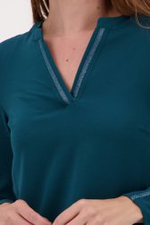 Blauwgroene blouse met V-hals van Claude Arielle voor Dames