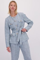 Le devant de Blazer bleu clair avec boutons dorés de D'Auvry pour Femmes