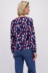 Le dos de Blouse à imprimé bleu et rouge de Claude Arielle pour Femmes