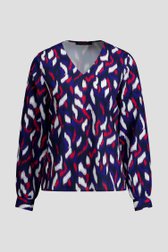 Photo produit 1 de Blouse à imprimé bleu et rouge de Claude Arielle pour Femmes