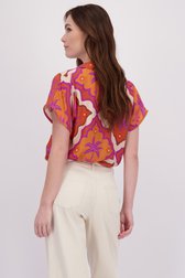 Le dos de Blouse à imprimé orange, violet et écru de Geisha pour Femmes