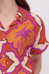 Détail de Blouse à imprimé orange, violet et écru de Geisha pour Femmes