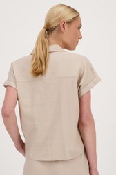 Le dos de Blouse à manches courtes en lin beige de Liberty Island pour Femmes