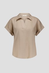Photo produit 1 de Blouse à manches courtes en lin beige de Liberty Island pour Femmes