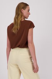 Blouse à manches courtes marron brillant de D'Auvry pour Femmes