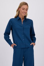 Le devant de Blouse à manches longues bleue pétrol de Liberty Island pour Femmes