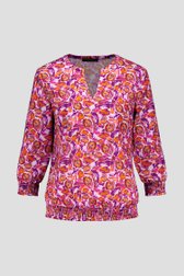 Blouse à taille élastiquée violet-orange de Claude Arielle pour Femmes
