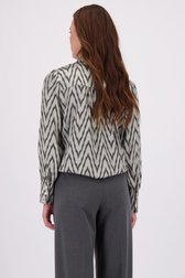 Le dos de Blouse argentée à imprimé noir de Geisha pour Femmes