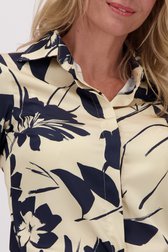 Blouse beige à effet satiné et motif fleuri bleu de AC by Annelien Coorevits pour Femmes
