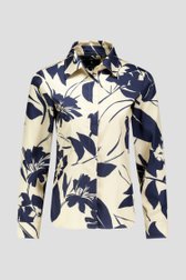 Blouse beige à effet satiné et motif fleuri bleu de AC by Annelien Coorevits pour Femmes