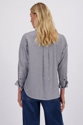 Le dos de Blouse blanche à motif rayé bleu foncé de Liberty Island pour Femmes