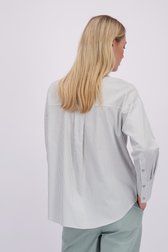 Le dos de Blouse blanche à motif rayé vert clair de Liberty Island pour Femmes