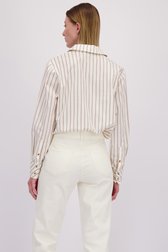 Le dos de Blouse blanche à rayures brunes de D'Auvry pour Femmes