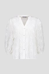 Blouse blanche avec motif brodé élégant de Geisha pour Femmes