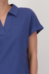 Blouse bleu à col en V et manches courtes de Liberty Island pour Femmes