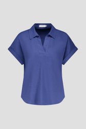 Blouse bleu à col en V et manches courtes de Liberty Island pour Femmes