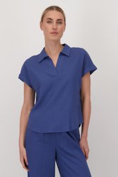 Blouse bleu à col en V et manches courtes de Liberty Island pour Femmes