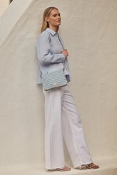 Blouse bleu clair à motif rayé blanc de Opus pour Femmes