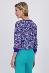 Blouse bleu foncé avec imprimé multicolore de Claude Arielle pour Femmes